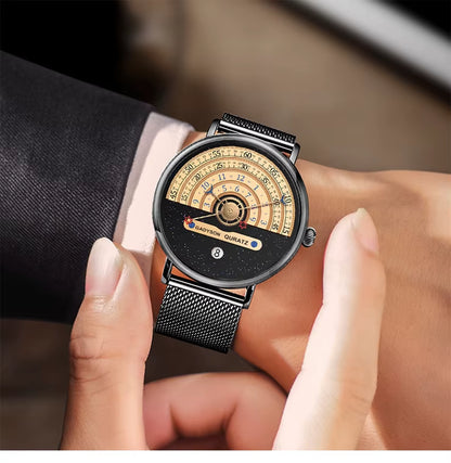 Unique Auto Date Stainless Steel Strap Wristwatch