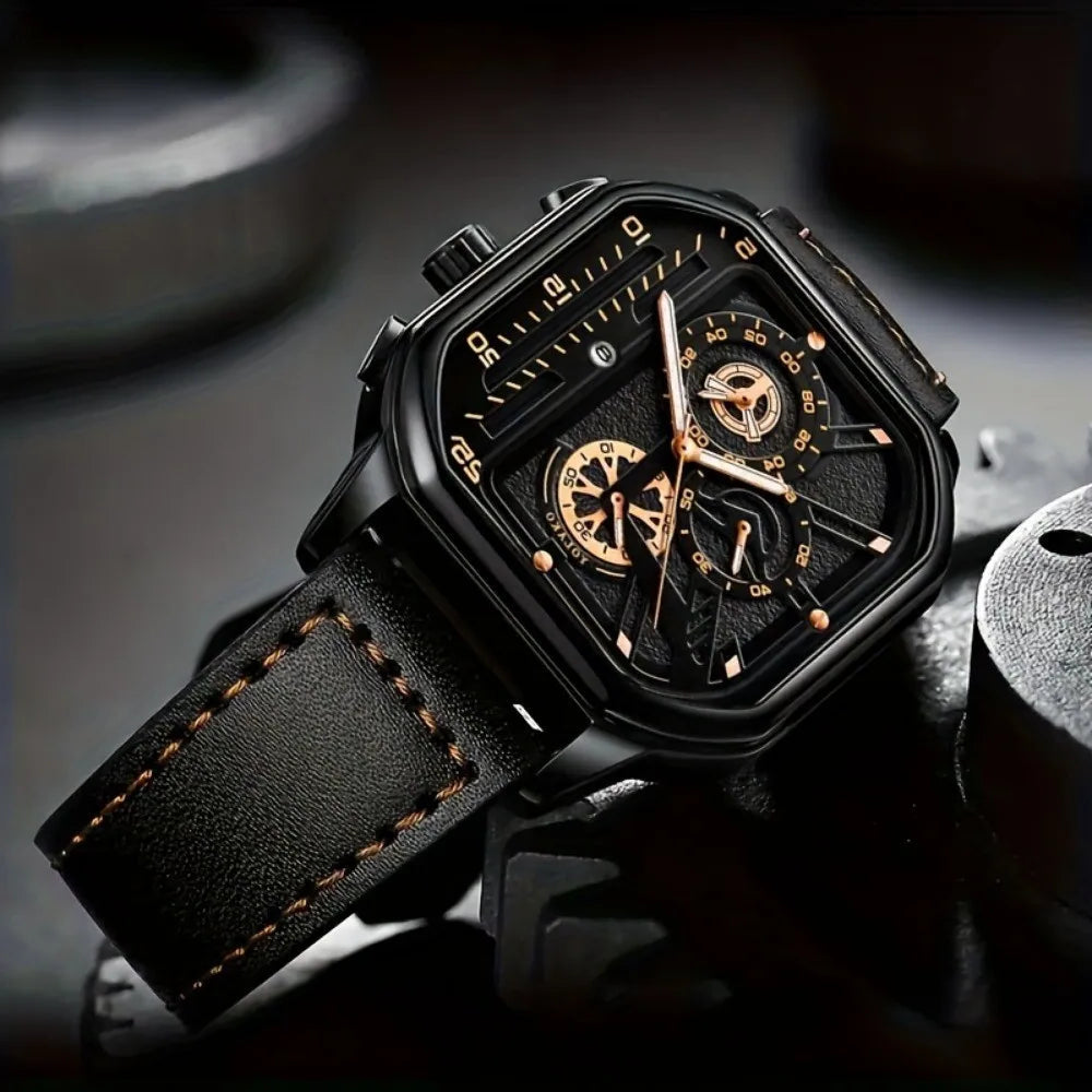 Luxury Big Dial Casual PU Leather Strap Men Watch