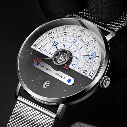 Unique Auto Date Stainless Steel Strap Wristwatch
