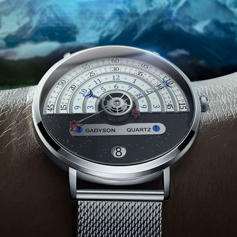 Unique Auto Date Stainless Steel Strap Wristwatch