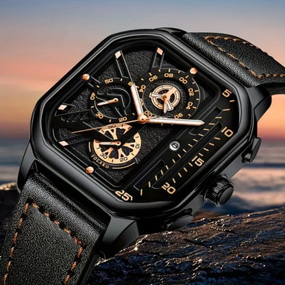 Luxury Big Dial Casual PU Leather Strap Men Watch