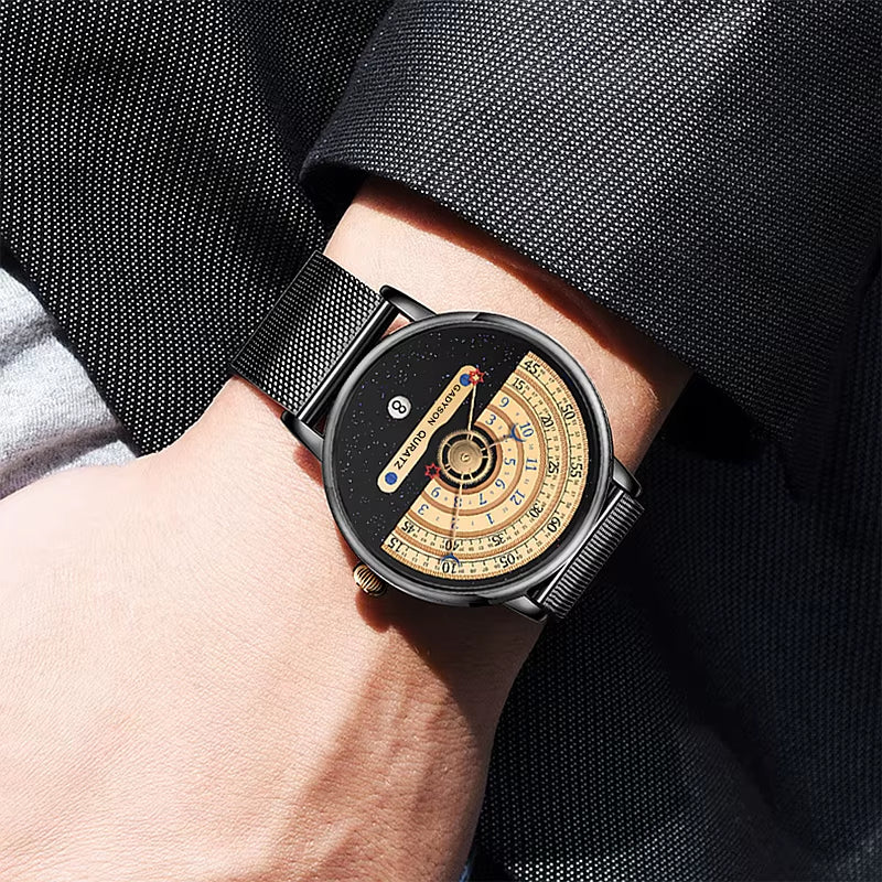 Unique Auto Date Stainless Steel Strap Wristwatch