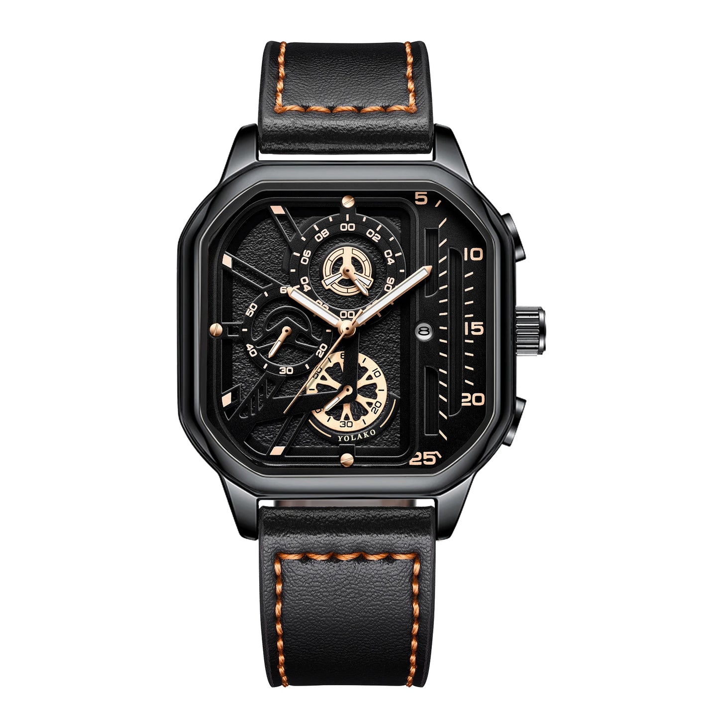 Luxury Big Dial Casual PU Leather Strap Men Watch
