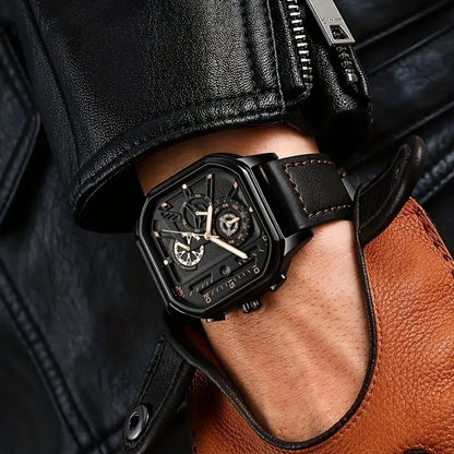 Luxury Big Dial Casual PU Leather Strap Men Watch