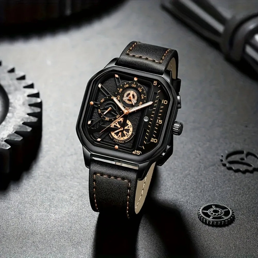 Luxury Big Dial Casual PU Leather Strap Men Watch