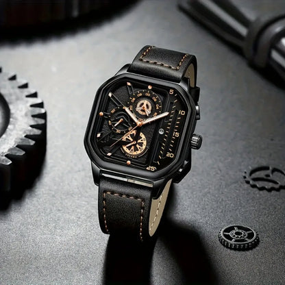 Luxury Big Dial Casual PU Leather Strap Men Watch