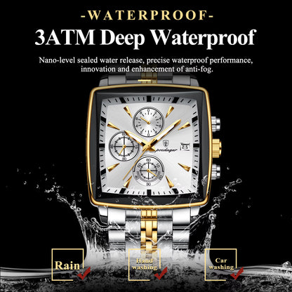 Luxury Square Luminous Chronograph Men'S Watch