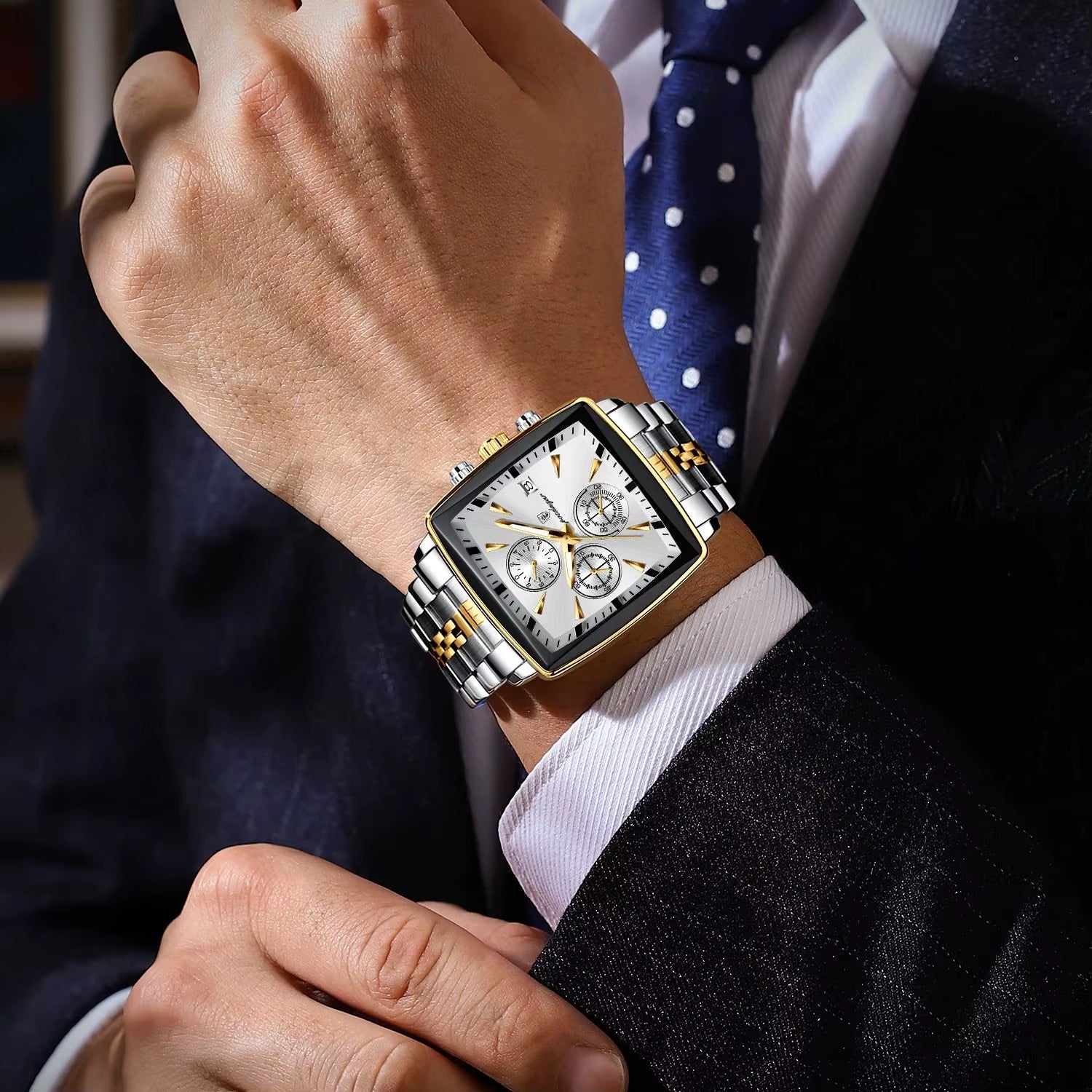 Luxury Square Luminous Chronograph Men'S Watch